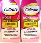 Caltrate 600 Plus D3 Calcium Vitamin D Supplement Bone Health 60 Count 2-PACK