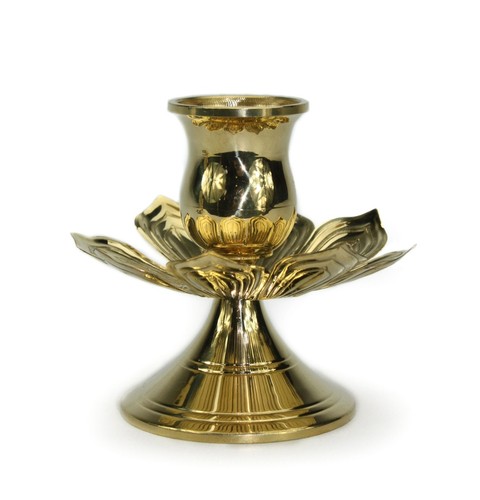 Candelabro diseño flor latón tailandés - Pequeño: 7,5 cm de alto x 8 cm de diámetro pétalo. - Imagen 2 de 2