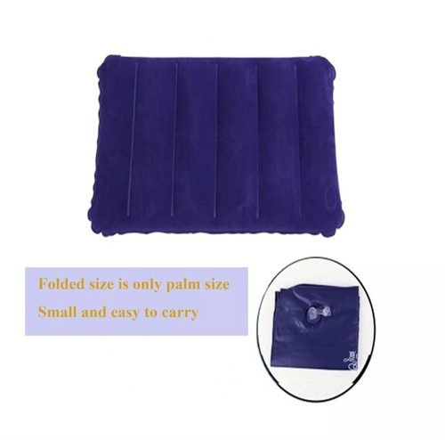 47*30cm Portable Folding Air Inflatable Pillow Outdoor Travel Home Soft Navy - Picture 6 of 11