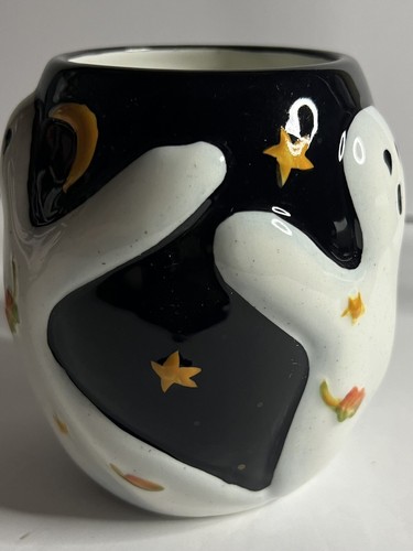 Halloween Ghost 3D Ceramic Coffee Tea Mug Cup White Black 22oz Susan Winget - Picture 4 of 10