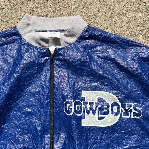 Vtg 90s NFL Dallas Cowboys Tyvek Paper Bomber Jacket Windbreaker L 42-44 Rare - Picture 2 of 12