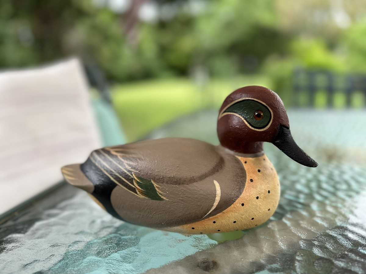 Ducks Unlimited Decoy Green-Winged Teal Drank Duck Hand Carved
