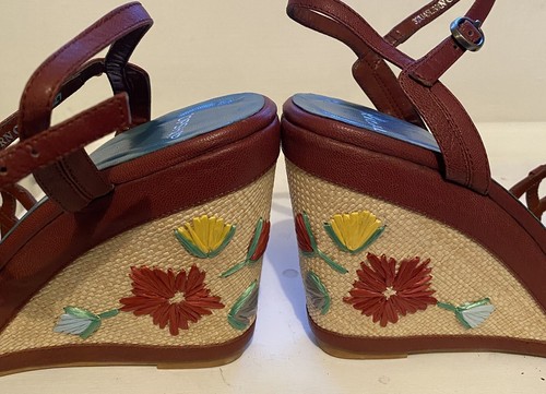 Topshop Brown Wedge Sandals Size 8 - Picture 4 of 9