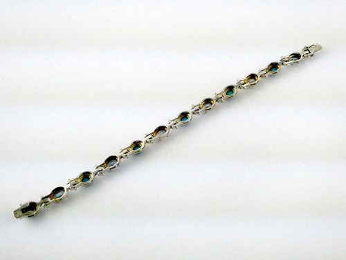 Brazalete tenis Ross Simons plata esterlina topacio azul turquesa 7,25 pulgadas 16,6 g - Imagen 10 de 16
