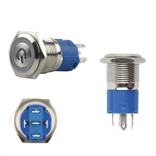 12V 16mm Edelstahl LED Druckschalter Power Ein Aus NO NC Power Button - Picture 5 of 5