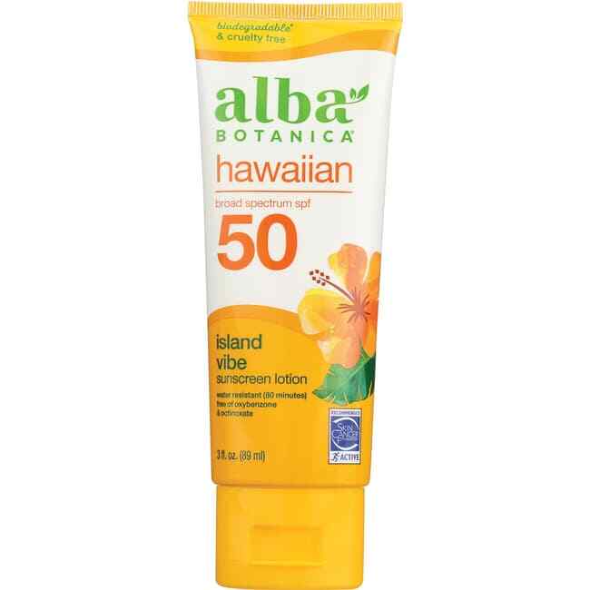 Гавайский солнцезащитный лосьон Alba Botanica с защитой от солнца Spf 50 - Island Vibe, 3 унции