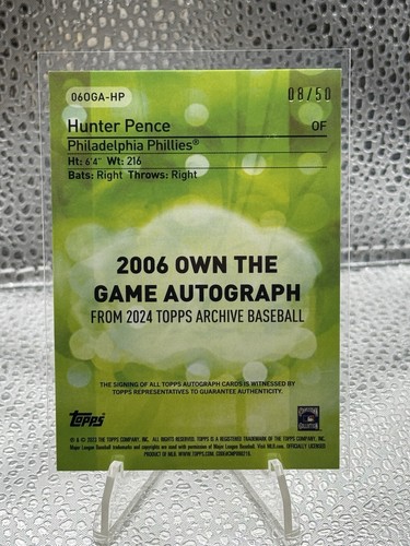 2024 Topps Archives Hunter Pence Own The Game Auto /50 Gold #060GA-HP Phillies - Picture 2 of 2