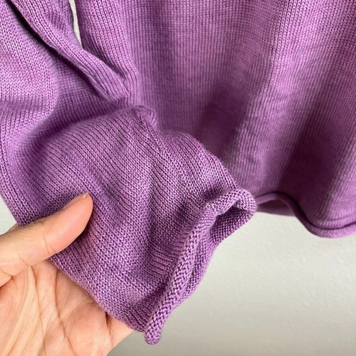 Eileen Fisher Merino Wool Shawl Neck Sweater Size PS Purple Italian Yarn Classic - Picture 2 of 6