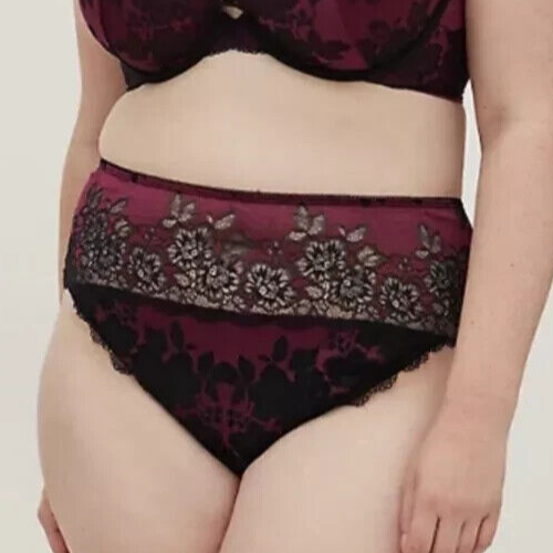 Torrid High Waist Pink & Black Boudoir Lace Thong Panty Plus Size 3 / 22-24 NWT! - Picture 2 of 6