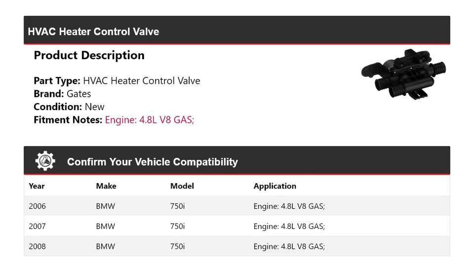 Para BMW 750i 2006-2008 4,8 L V8 Gas HVAC Calefacción Control Válvula Puertas 2007 Foto 2 de 4