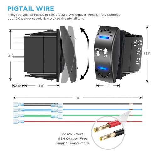 Interruttore Motore Resistente - 20A 12V DC - LED Blu - Controllo Versatile - Foto 4 di 8