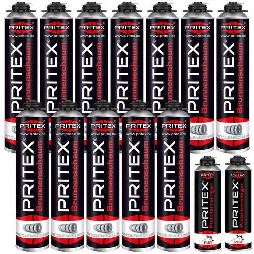 Brunnenschaum Set 12 x 750 ml inkl. 2 Pistolenreiniger Bauschaum Pistolenschaum - Bild 1 von 6