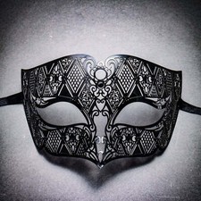 Classic Laser Cut Venetian Masquerade Mask  Halloween Men Party Eye Mask Black