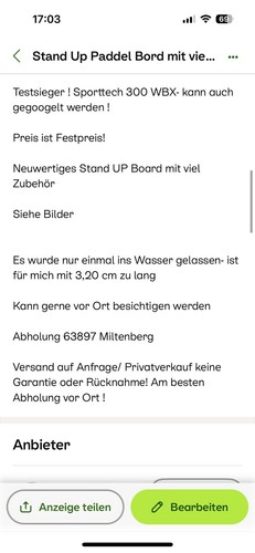 stand up paddle board mit sitz viel Zubehör Sportstech - Bild 16 von 16