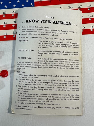 Vintage KNOW YOUR AMERICA Educational Board Game USA History (Cadaco, 1982) - Picture 5 of 22