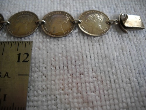 Great Britain Silver 3 Pence Coin Choker 22 coins 15 inch ONE OF A KIND 1880'S - Picture 9 of 12