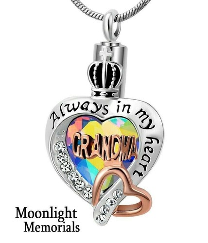 New Always In my Heart Mom Dad Grandma Grandpa Cremation Urn Ashes Necklace - Picture 7 of 11