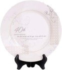 40th Wedding Anniversary Love Sees with the Heart Porcelain Plate with Stand