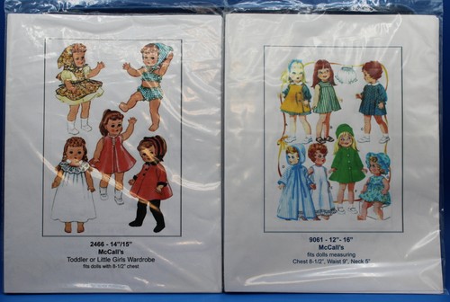 VINTAGE DOLL CLOTHES PATTERNS COPIED McCALLS 2466 & 9061 UNCUT  11x17 IN - Picture 1 of 3