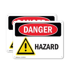 (2 Pack) Hazard OSHA Danger Sign Decal Metal Plastic