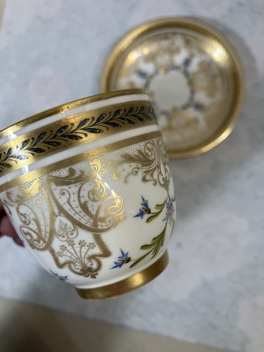 JPL Jean Pouyat Limoges France Demitasse Cups & Saucers - Gold Pattern [2 Sets] - Picture 9 of 17