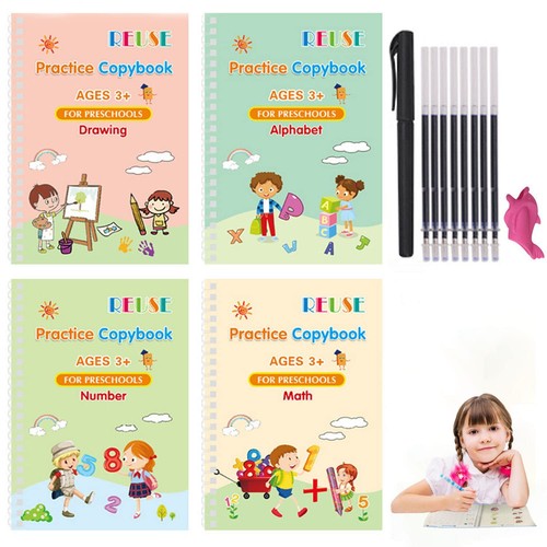 4Pc Groove Writing Books for Kids,Magic Groove Practice Copybook,Reusable Gro... - Afbeelding 7 van 12