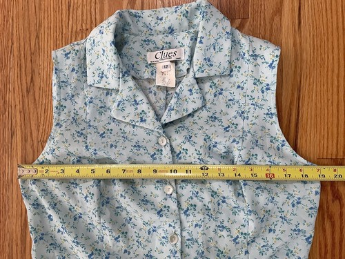 Clues Vintage 90er blau Blumen Button Down Kragen Kleid Größe 12 Frühling/Sommer - Bild 13 von 17