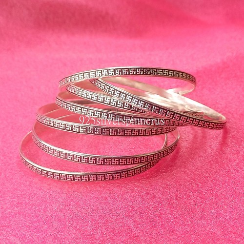Juego de 5 brazaletes gruesos brazalete de plata esterlina 925 joyería #215 - Imagen 4 de 5