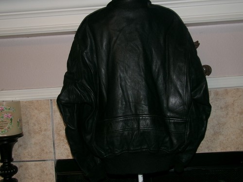 VTG Gibson & Barnes Black Leather Flight Jacket Size 46 S - Picture 6 of 8