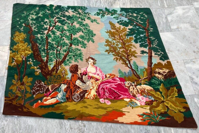 French Tapestry Antique Tapestry Medieval Pictorial Wall Hanging Home Decor 4x4 French Tapestry Antique Tapestry Medieval Pictorial Wall Hanging Home Decor 4x4