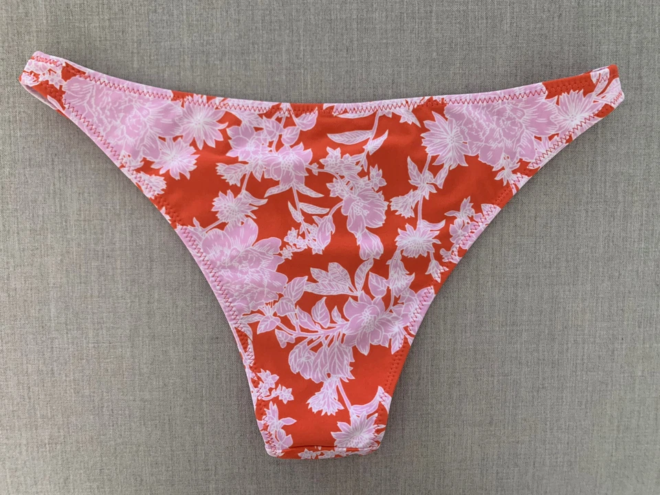 FOREVER 21 новый с Ярлыками женские Juniors нахальный цветочный оранжевый фиолетовый бикини низ размер L - Изображение 3 из 4