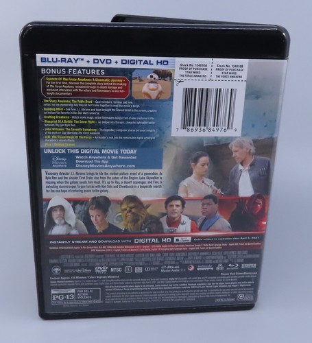 Star Wars: Episode VII The Force Awakens (Blu-Ray + DVD, 2015) Daisy Ridley - Picture 3 of 3