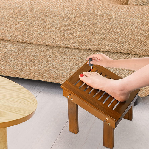 Utoplike Teak Wood Shower Foot Stool for Shaving Legs, Sturdy Shower Foot Res... - Picture 3 of 8
