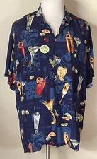 Paradise Found Pau Hana Navy Vibrant Cocktail Hour Drinks Shirt Size 2X-Large