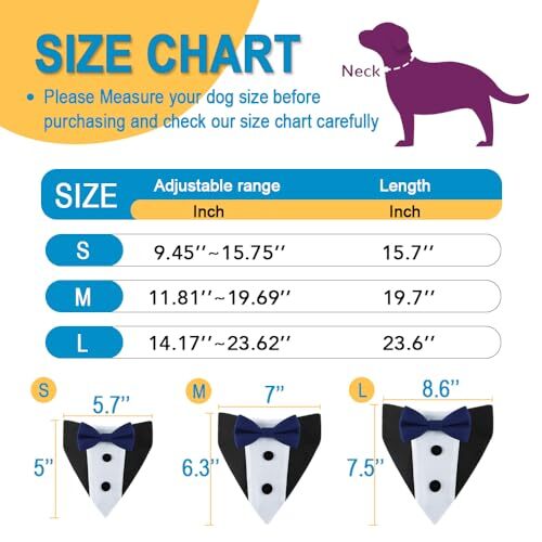 Esmoquin para Perro, Bandana Formal para Boda Perro Collar Ajustable con Rojo Medio - Imagen 6 de 6