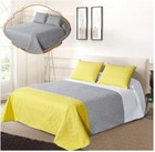 Yellow Gray White Block Stripe 3 pc Quilt Set Bedspread Twin Full Queen King Bed