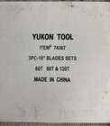 Yukon Tool 3 Piece 10" Blades Set- 60T, 80T & 120T- Part #74367 New