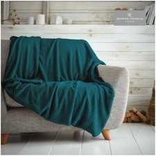 POPCORN WAFFLE LUXURY BLANKET FLEECE TRAVEL THROW SOFA BED WARM COSY EXTRA LARGE