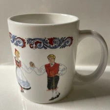 Figgjo Flint Norway Hardanger Folk Dancers 3 3/4" Coffee Tea Cup Mug