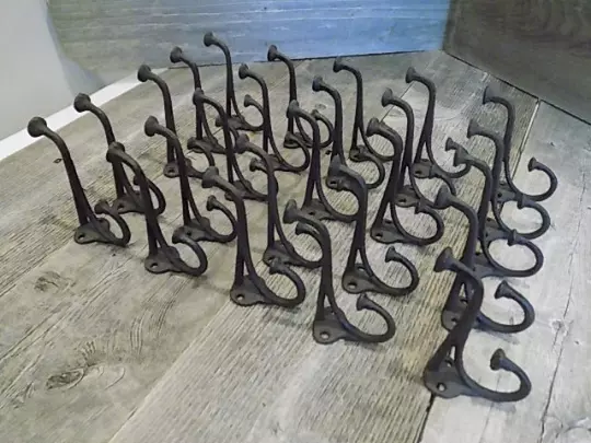 25 Rustic Cast Iron Coat Hat Wall Hooks Restore School Farm Towel