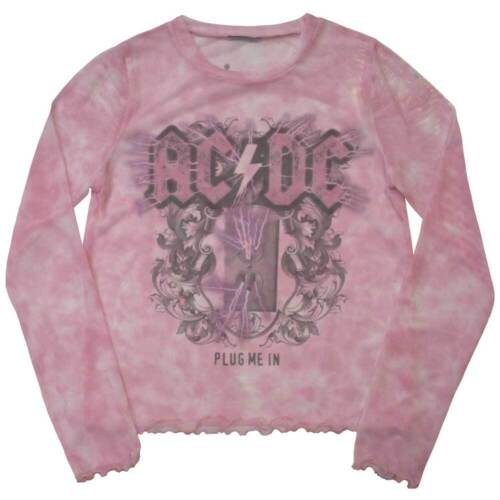 AC/DC Ladies Long Sleeve T-Shirt: Plug Me In (Mesh) OFFICIAL NEW  - Picture 1 of 1