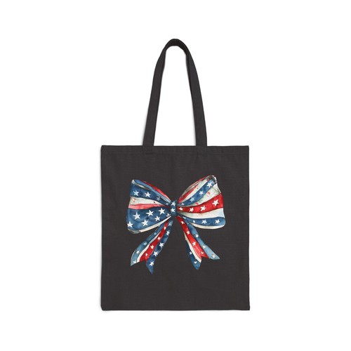 4th of July Tote Bag, Stars and Stripes Bow, Independence Day Gift - Picture 3 of 10