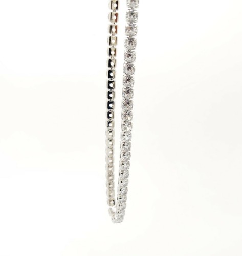 Collar de tenis con acabado en oro blanco corte redondo creado diamante caja de regalo gratis - Imagen 2 de 7