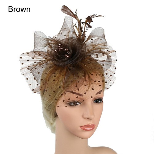 Alice Headband Clip Fascinator Hat Feathers Hair Clip Tea Party Headband - Picture 10 of 28
