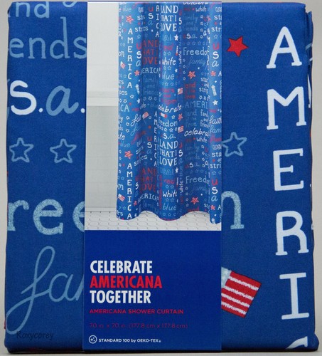 Celebrate Americana Together Sentiment Printed Fabric Shower Curtain 70x70 - Picture 2 of 2