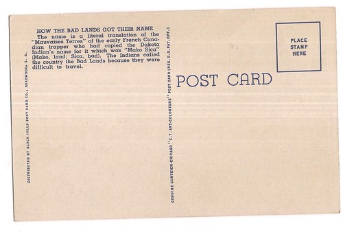 LANDS THAT TIME OLVIDOT Badlands Na'tl Monument South Dakota Postal SD Lino - Imagen 2 de 2