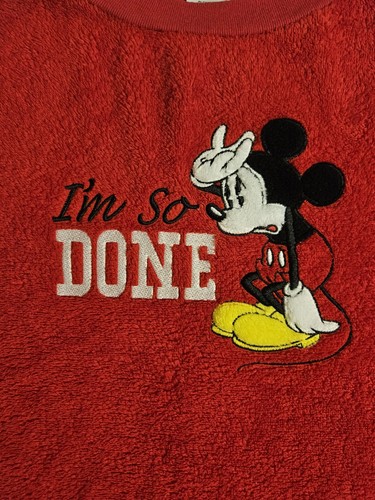 Disney Mickey Mouse "I'M SO DONE" RED Sleepwear Top-Size XL (16-18) - Picture 2 of 7