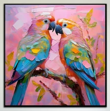 ORIGINAL Oil PAINTING on Canvas Parrot 12x12 in Textured Artwork Custom Order
