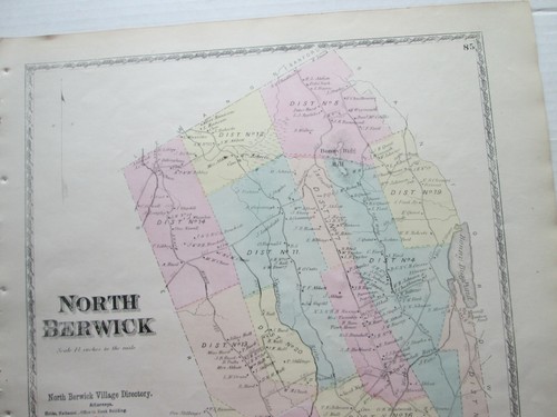 (1) "NORTH BERWICK" ME.1872 ORIGINAL MAP, YORK COUNTY ATLAS, SANFORD, EVERTS CO. - Picture 2 of 5