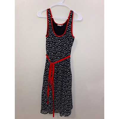 eShakti Star Print Scoop Neck Sleeveless Chiffon Midi Fit & Flare Dress  Pockets